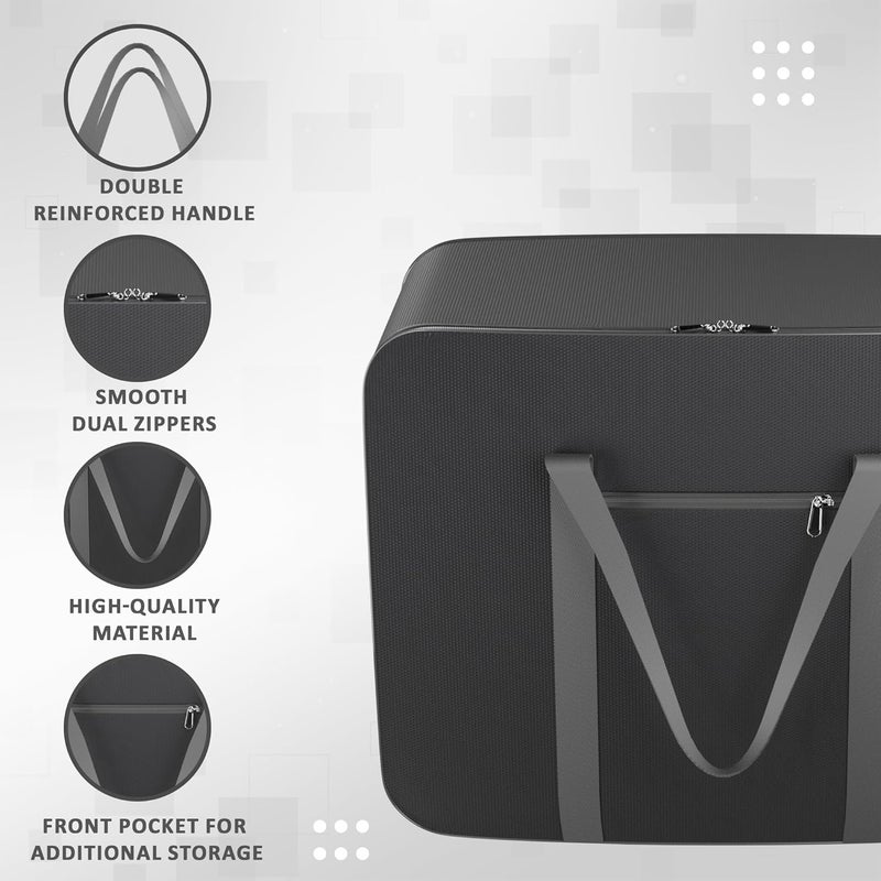 Kuber Industries Storage Bag Clothes Storage Bag Rexine Underbed Storage Bag Wardrobe Organizer for BlanketComforters Foldable Attachi Bag with Handle Large Grey - Image 4