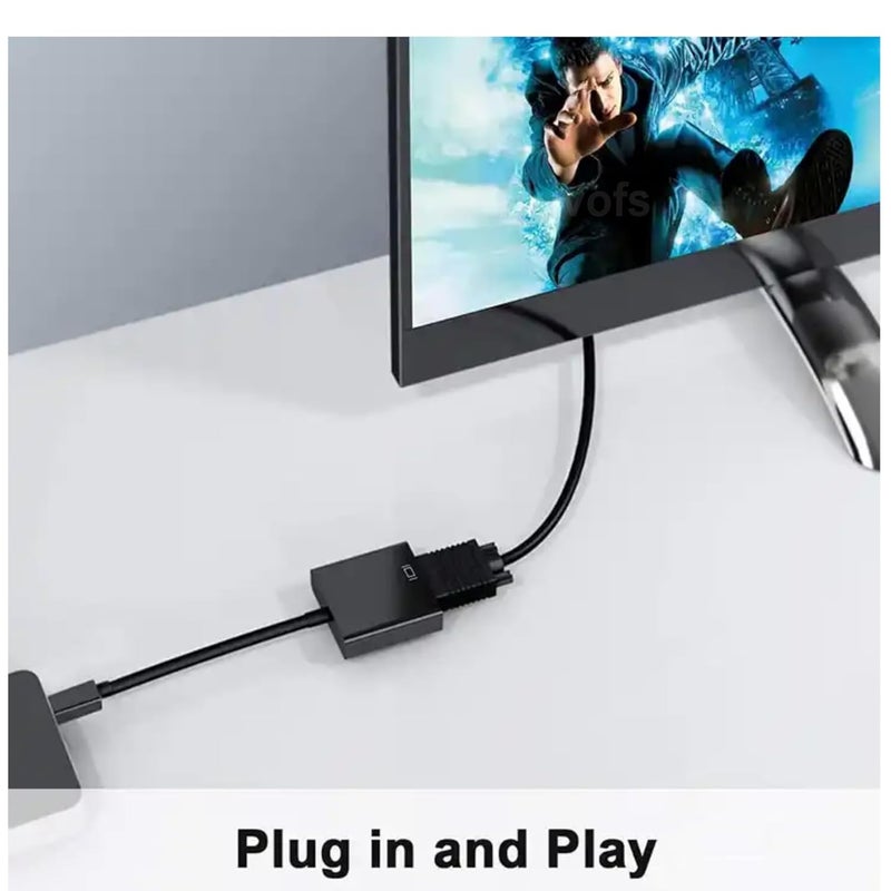 Muvofs محول موفوس Mini DP إلى VGA، موصل Mini Display Port ذكر متوافق مع Thunderbolt إلى VGA أنثى، أسود MFMDPMVGF - Image 4