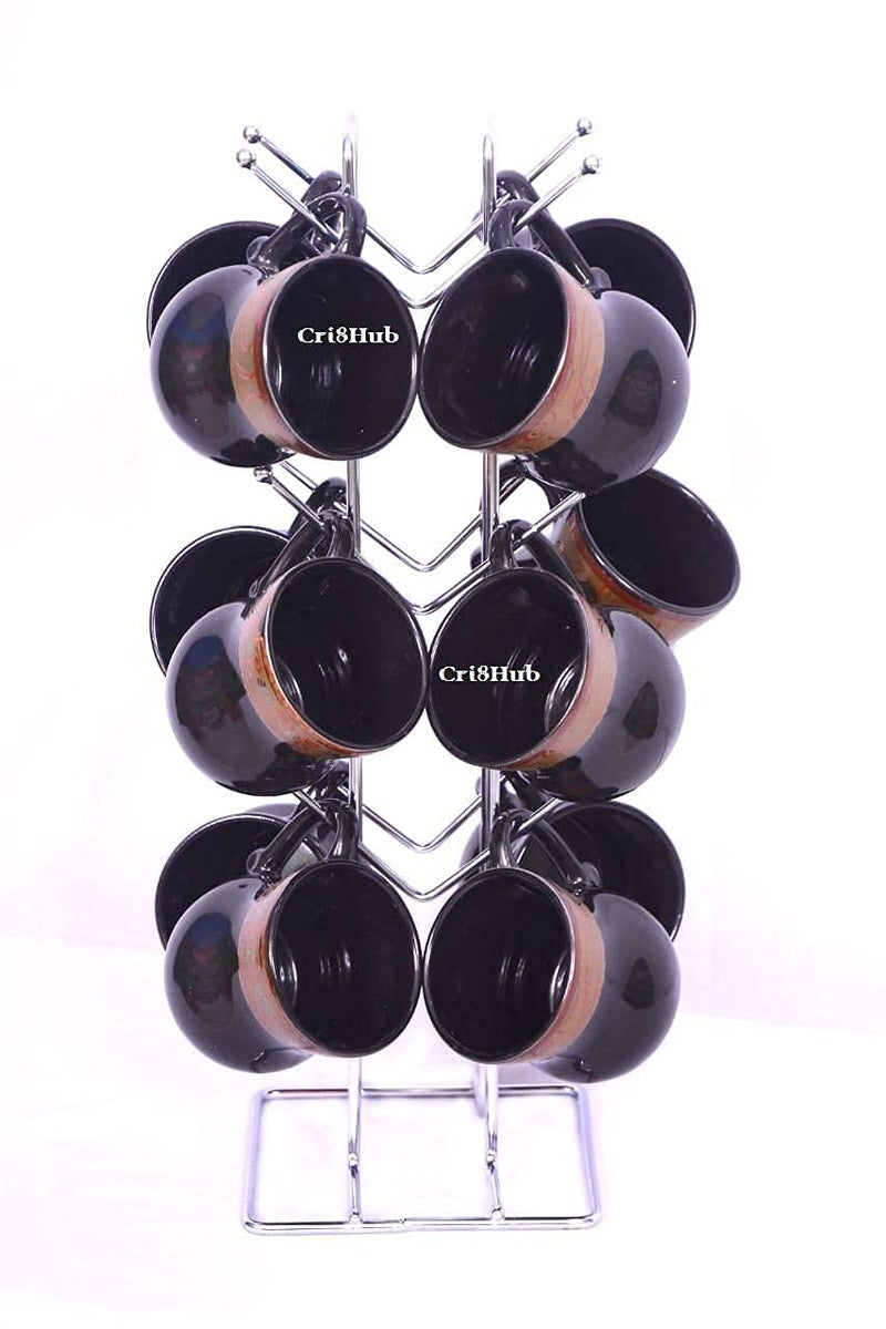 Cri8Hub Heavy Stainless Steel Kitchens V Shape Cup Stand for Kitchen Home Dinning Table12 Cups Hold on Stand SilverStand - Image 3