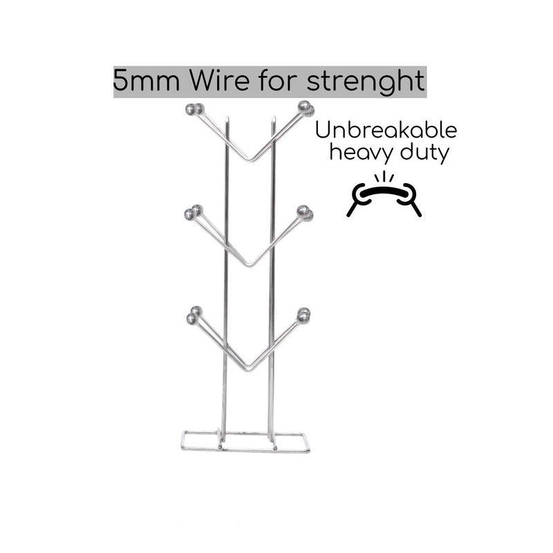 Cri8Hub Heavy Stainless Steel Kitchens V Shape Cup Stand for Kitchen Home Dinning Table12 Cups Hold on Stand SilverStand - Image 4