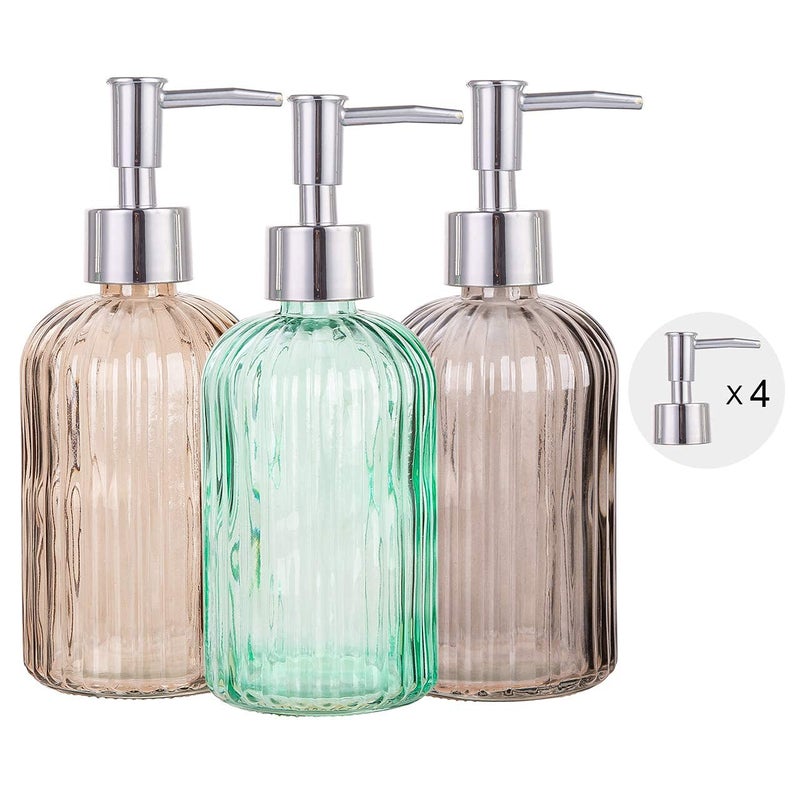 Cutiset Bathroom Accessories Set 15oz Glass Soap Dispenser Bottle for Bath Decor 3 Pack Set