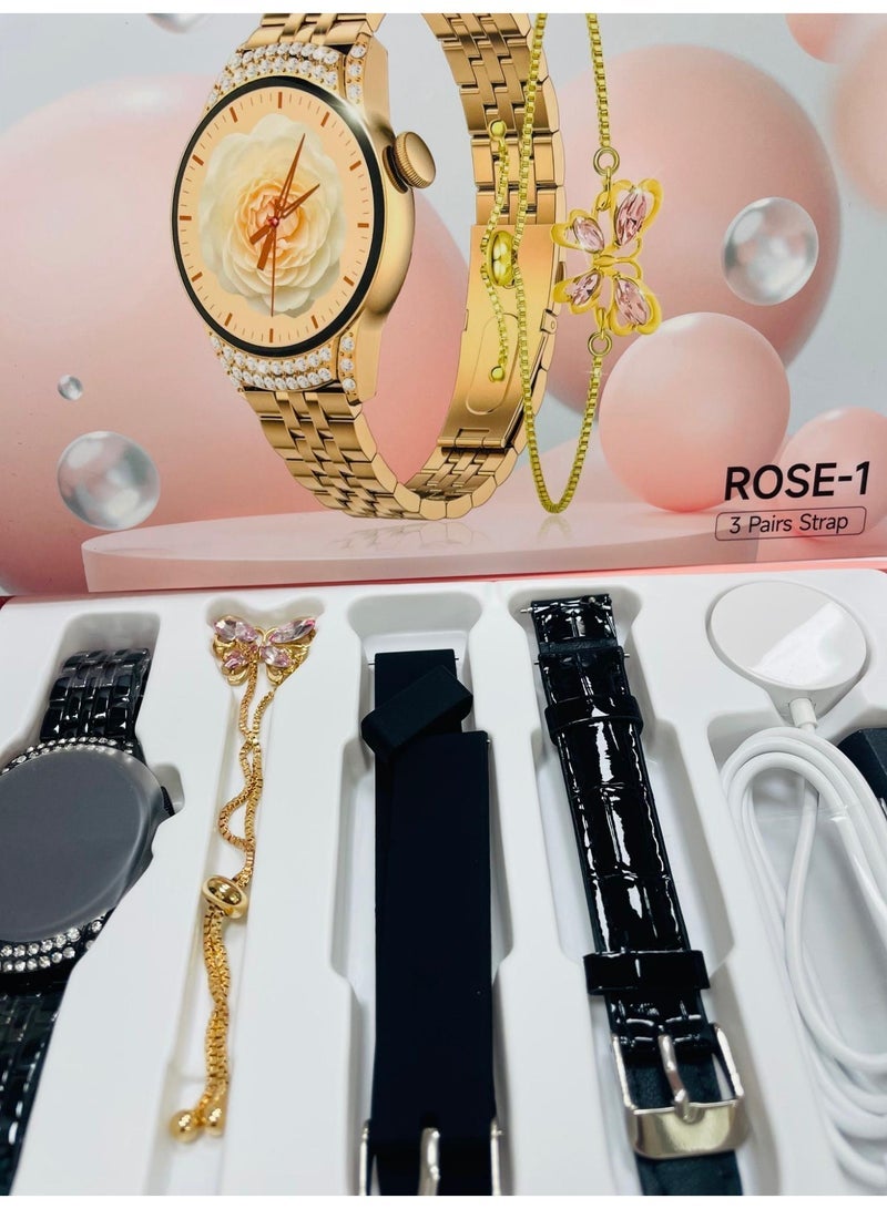 modio 3+1 pairs Gift Collection watch Luxurios Full Touch Color Screen Bluetooth Calling Health and Sports Smartwatch Black - Image 3