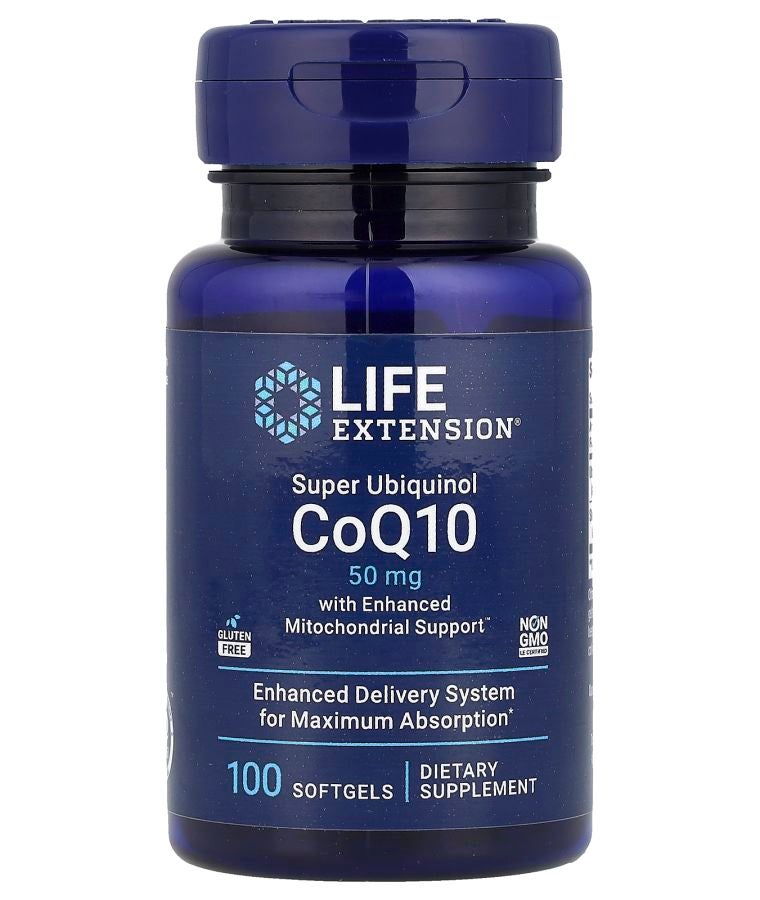 Super Ubiquinol CoQ10 with Enhanced Mitochondrial Support 50 mg 100 Softgels