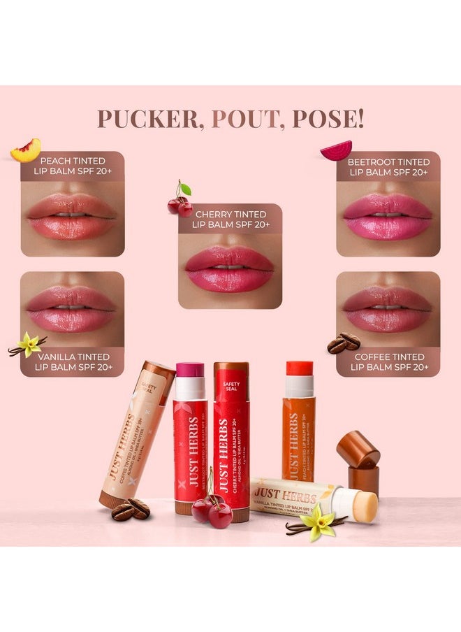 Just Herbs Tinted Lip Balm For Men And Women With Spf 20+ For Dark Lips To Lighten 4 G (Cherry)  - Image 4