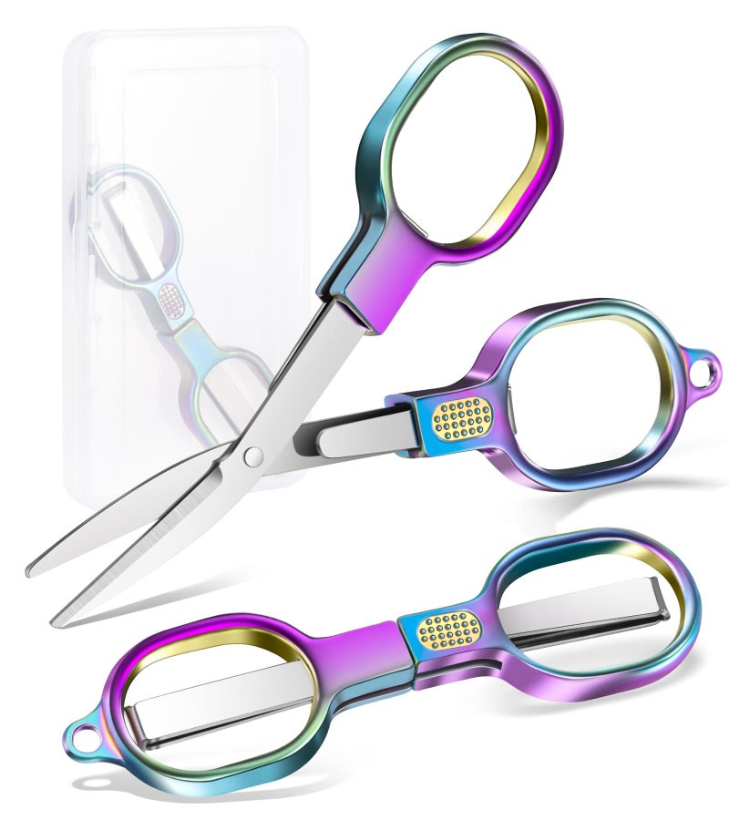 Zicolu Folding Travel Scissors Safety, Small TSA-Compliant and Portable with Case, Pocket Foldable Stainless Steel Retractable Cutters, Mini Craft Scissors for Home, Outdoor and Office Use - Image 1