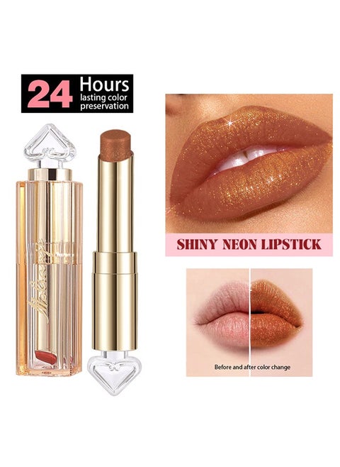 Shiny Neon Lipstick- Long Lasting,Diamond High Pigmented,Waterproof Pink Metallic Shimmer Lip Gloss Lipgloss #05