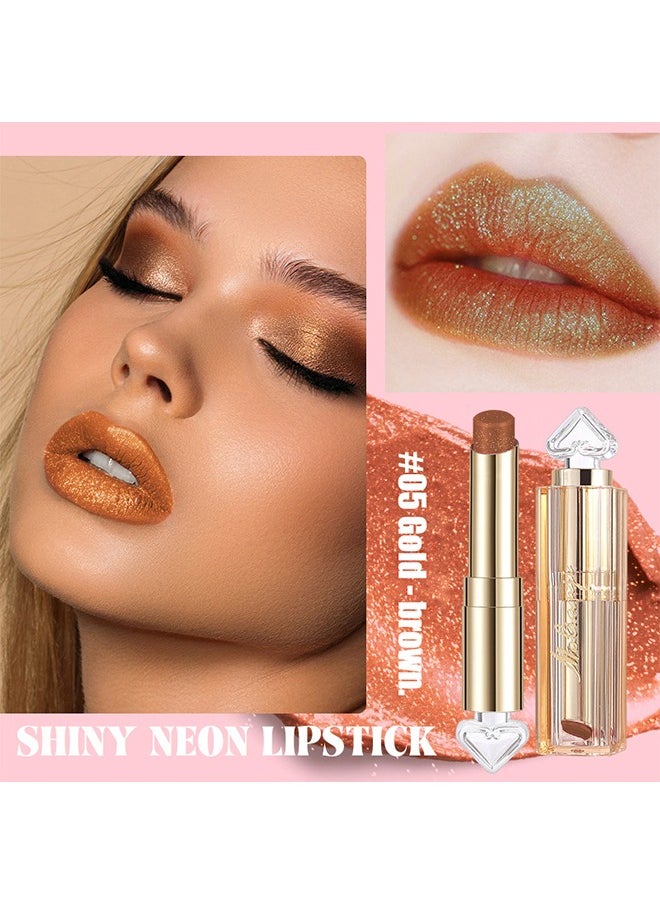 maffick - Shiny Neon Lipstick- Long Lasting,Diamond High Pigmented,Waterproof Pink Metallic Shimmer Lip Gloss Lipgloss #05 - Image 1