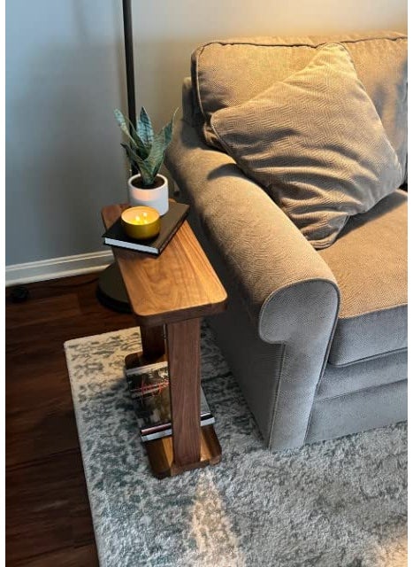 Umark Umark Side Table with Lower Shelf for Home DecorLiving Room Single Sofa Table Natural Finish  - Image 1