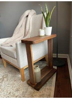Umark Umark Side Table with Lower Shelf for Home DecorLiving Room Single Sofa Table Natural Finish  - Image 3