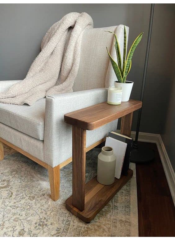 Umark Umark Side Table with Lower Shelf for Home DecorLiving Room Single Sofa Table Natural Finish  - Image 2