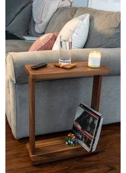 Umark Umark Side Table with Lower Shelf for Home DecorLiving Room Single Sofa Table Natural Finish  - Image 4