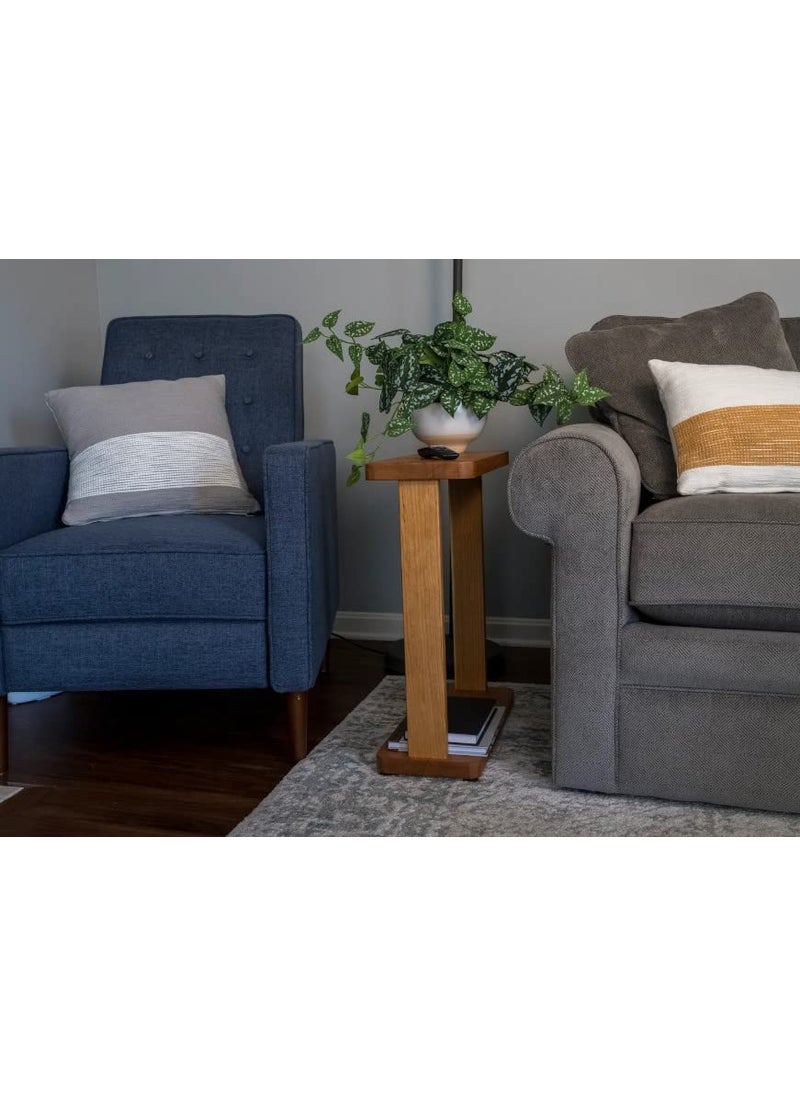 Umark Umark Side Table with Lower Shelf for Home DecorLiving Room Single Sofa Table Natural Finish  - Image 5