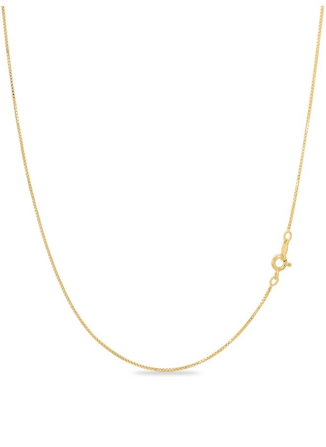 Kezef - 18K Gold Over Sterling Silver 1Mm Box Chain Necklace, Made In Italy, 18K Gold Plated Necklace For Women And Men, Trendy Gold Chain Necklace, 18 Inch (Popular Women'S Length) - Image 1
