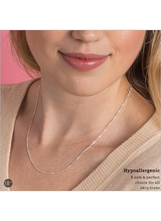 Kezef - 18K Gold Over Sterling Silver 1Mm Box Chain Necklace, Made In Italy, 18K Gold Plated Necklace For Women And Men, Trendy Gold Chain Necklace, 18 Inch (Popular Women'S Length) - Image 1