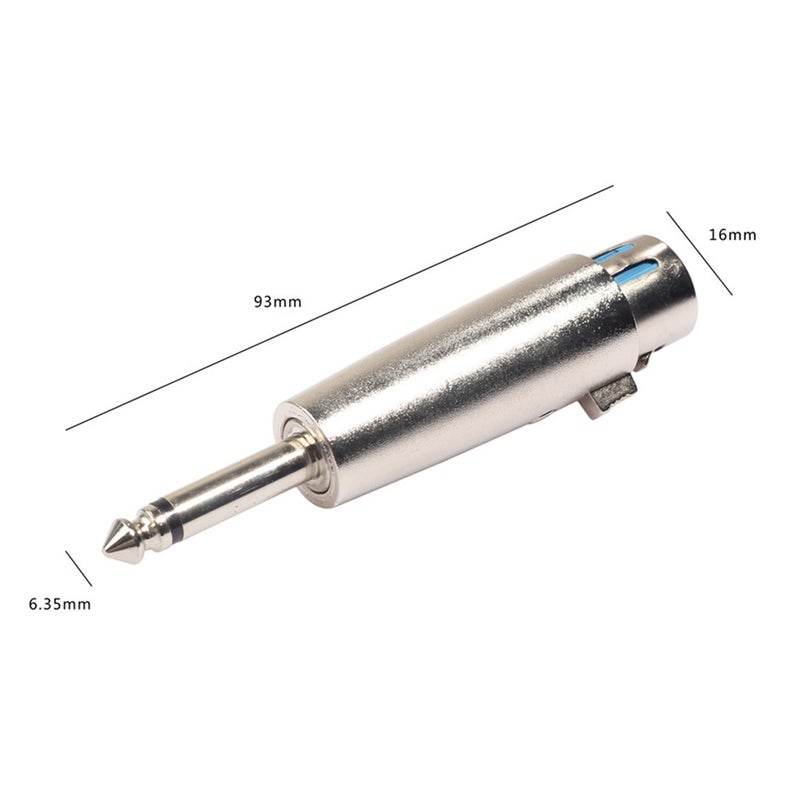 6.35mm Mono Male To XLR Female Adapter Audio Converter for Microphone Camcorder Video Camera Silver - Image 2