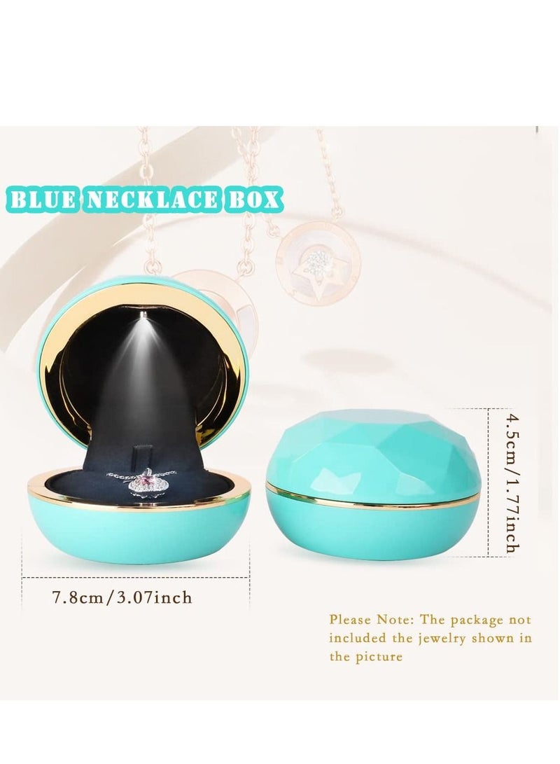 Excefore Ring Box, Luxury Ring Box with Led Light, Round Gold Edge Jewelry Box for Necklace, Earrings, Ring, Gift Packaging Box for Girls and Women - Image 5