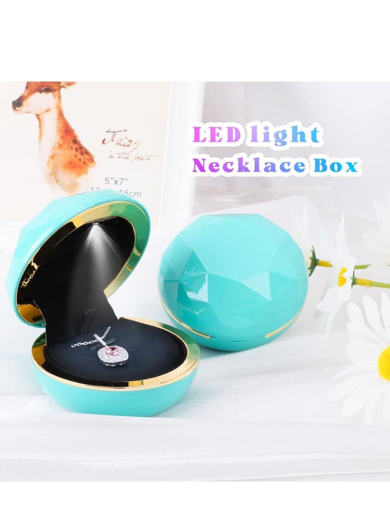 Excefore Ring Box, Luxury Ring Box with Led Light, Round Gold Edge Jewelry Box for Necklace, Earrings, Ring, Gift Packaging Box for Girls and Women - Image 2