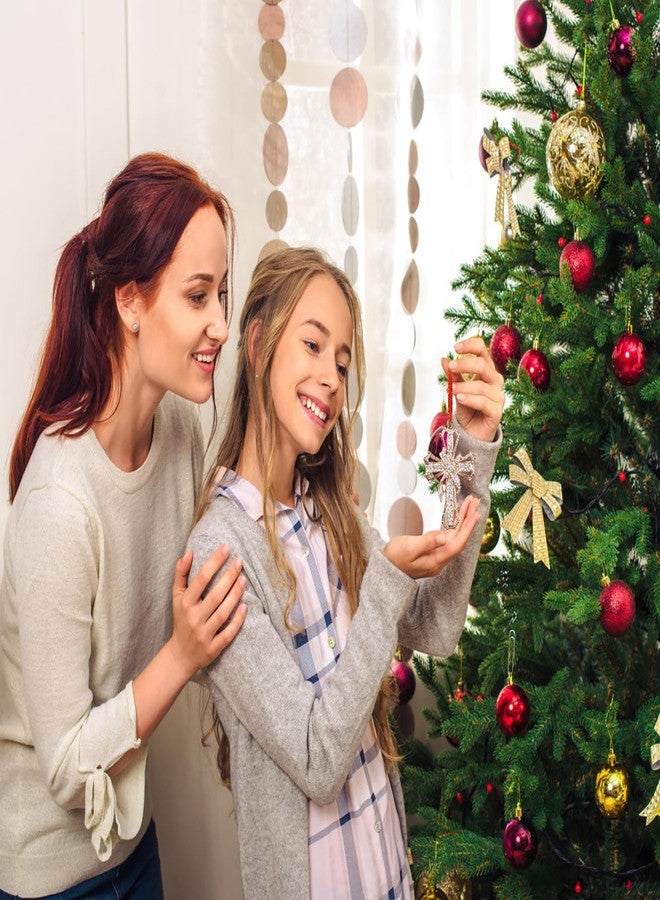 JUESMOS زينة عيد الميلاد على شكل صليب خوسموس، زينة دينية لمشهد الميلاد لتزيين شجرة عيد الميلاد، زينة تذكارية على شكل صليب مسيحي، هدايا تذكارية للنساء والفتيات والأمهات والأخوات - Image 3