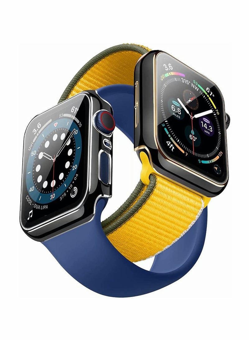KASTWAVE 2Pcs Case Compatible with Apple Watch 44mm 40mm , Bumper Built in Tempered Glass Screen Protector, Protective Cover for iWatch Series SE 6 5 4 Women Men  - Image 2