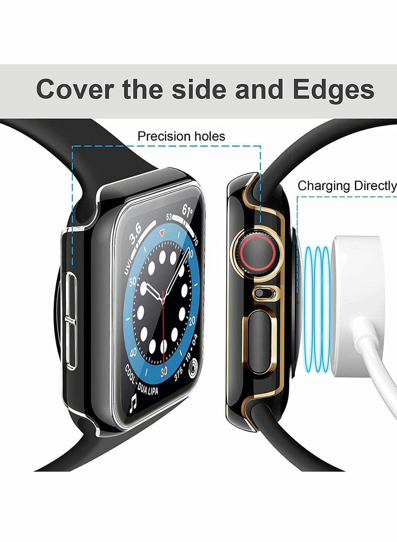 KASTWAVE 2Pcs Case Compatible with Apple Watch 44mm 40mm , Bumper Built in Tempered Glass Screen Protector, Protective Cover for iWatch Series SE 6 5 4 Women Men  - Image 4