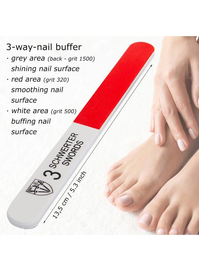 3 Swords Germany Brand Quality Sapphire Metal Nail File Set (5 pcs.) with 3-Way Nail Buffer (1 pc.), Manicure Pedicure Finger & Toe Nail Care - Made in Solingen Germany (671) - Image 3