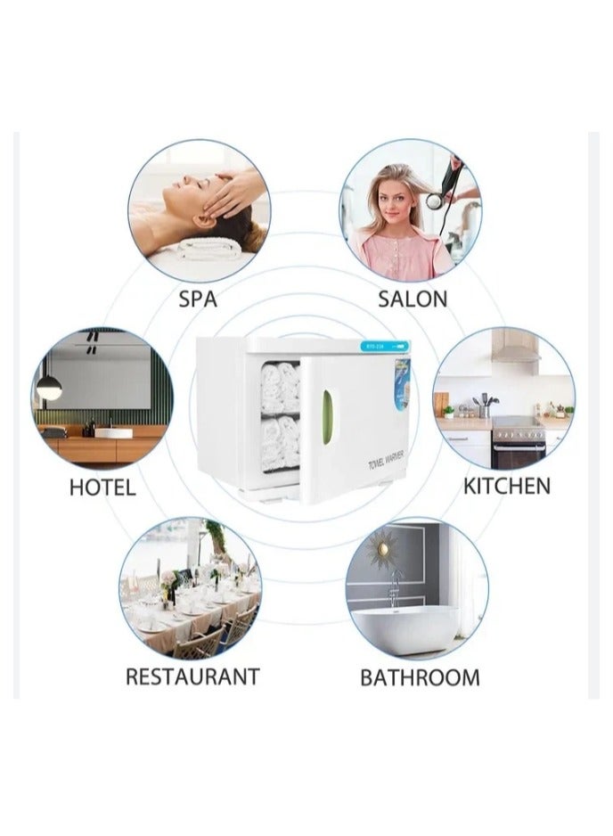 لا بيرلا  تك جهاز تسخين الفوط ومعقم 16 لتر معقم كهربائي بالأشعة فوق البنفسجية 16 لتر خزانة معقم كهربائي لمناشف الحمام في صالون التجميل والسبا التجميلي، معقم وسخان محمول لأستوديوهات اليوغا والحلاقين والفنادق باللون الأبيض - Image 3