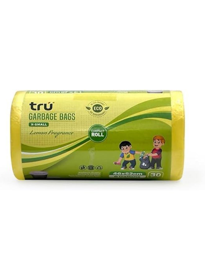 Tru Lemon Scented Garbage Bags Roll 46x52cm 6 Gallon 30pc  - Image 1