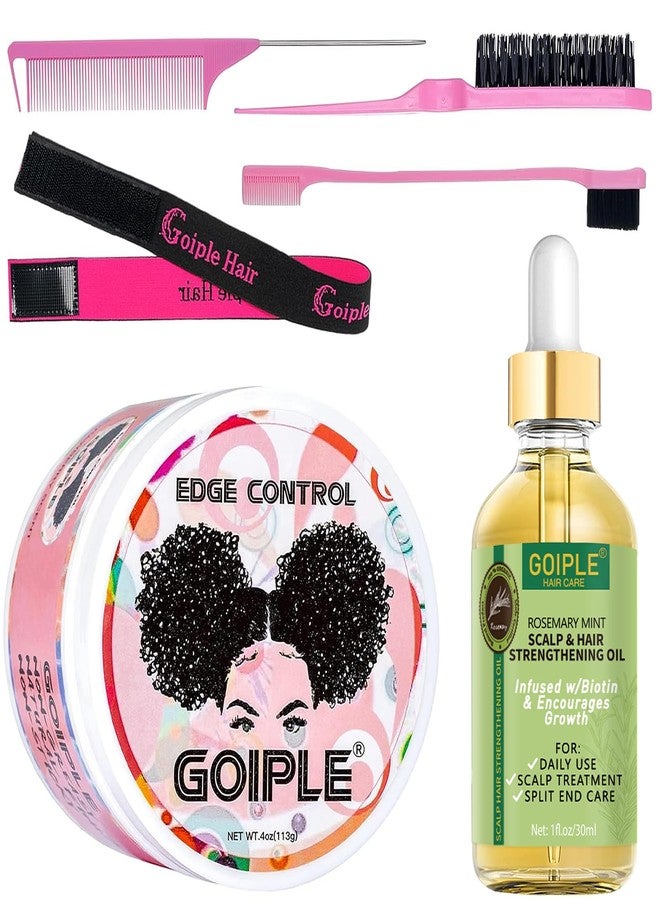 WOZUTUNT Edge Control Wax, Hair Styling Product, Strong Hold Non-greasy Edge Control Gel, Edge Wax, Rosemary Oil for Hair Growth, for Black Hair, Includes Edge Brush, 4 oz - Image 1
