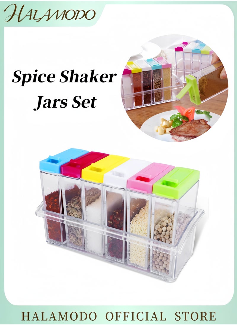 HALAMODO Plastic Colorful Spice Shaker Jars Set Portable Camper Spice Rack Seasoning Box with Lids Spice Pots Condiment Seasoning Storage Container for Kitchen & Camping & Travel & Cooking & BBQ  - Image 1