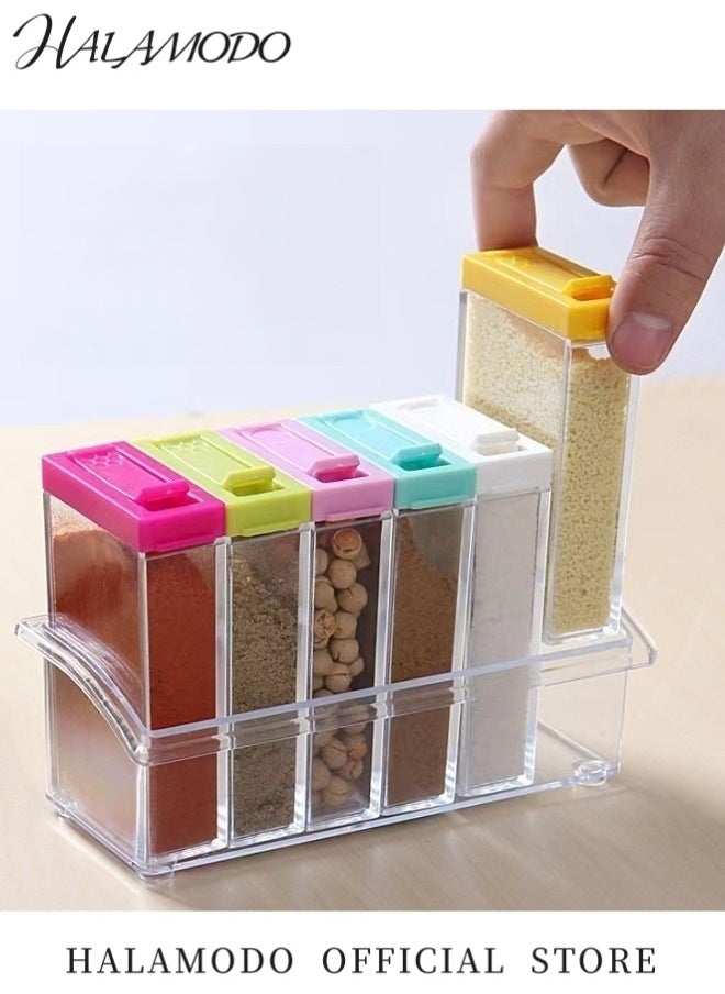 HALAMODO Plastic Colorful Spice Shaker Jars Set Portable Camper Spice Rack Seasoning Box with Lids Spice Pots Condiment Seasoning Storage Container for Kitchen & Camping & Travel & Cooking & BBQ  - Image 2