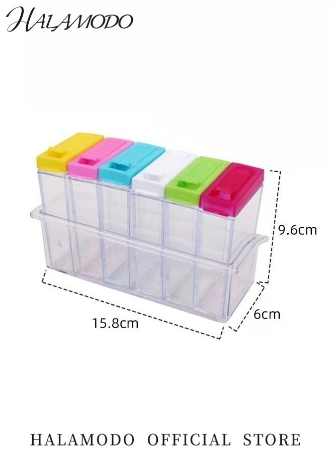 HALAMODO Plastic Colorful Spice Shaker Jars Set Portable Camper Spice Rack Seasoning Box with Lids Spice Pots Condiment Seasoning Storage Container for Kitchen & Camping & Travel & Cooking & BBQ  - Image 4