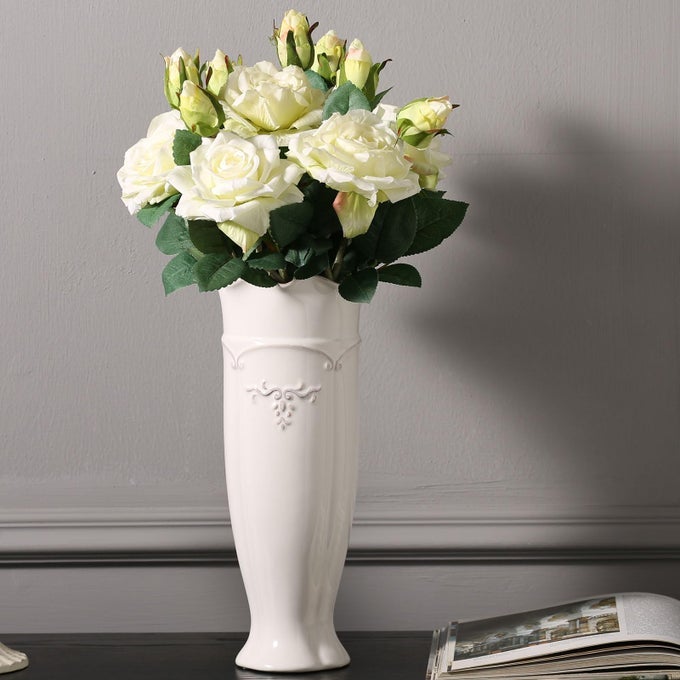 WHITE VASE FOR FLOWERS CERAMIC VASE FOR HOME DECOR FRENCH RUSTIC VASE FOR KITCHENTABLELIVING ROOMSHELFMANTELOFFICEHEIGHT116