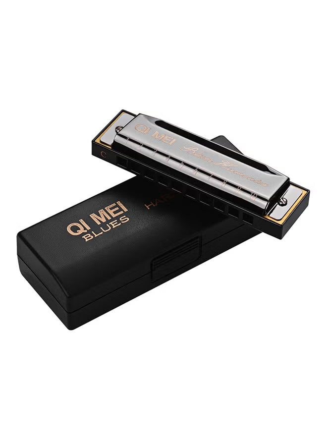 QIMEI 10 Holes Key Of C Blues Harmonica With Cleaning Cloth And Storage Box  - Image 2