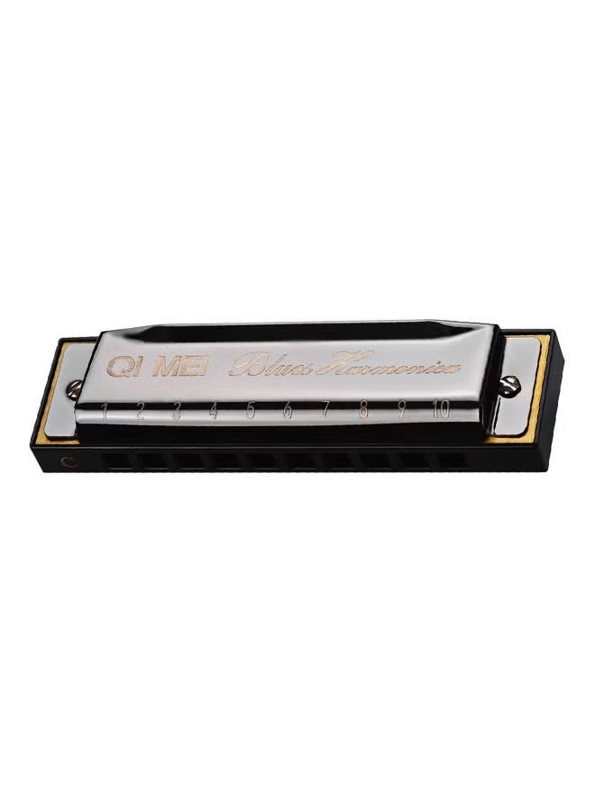QIMEI 10 Holes Key Of C Blues Harmonica With Cleaning Cloth And Storage Box  - Image 1