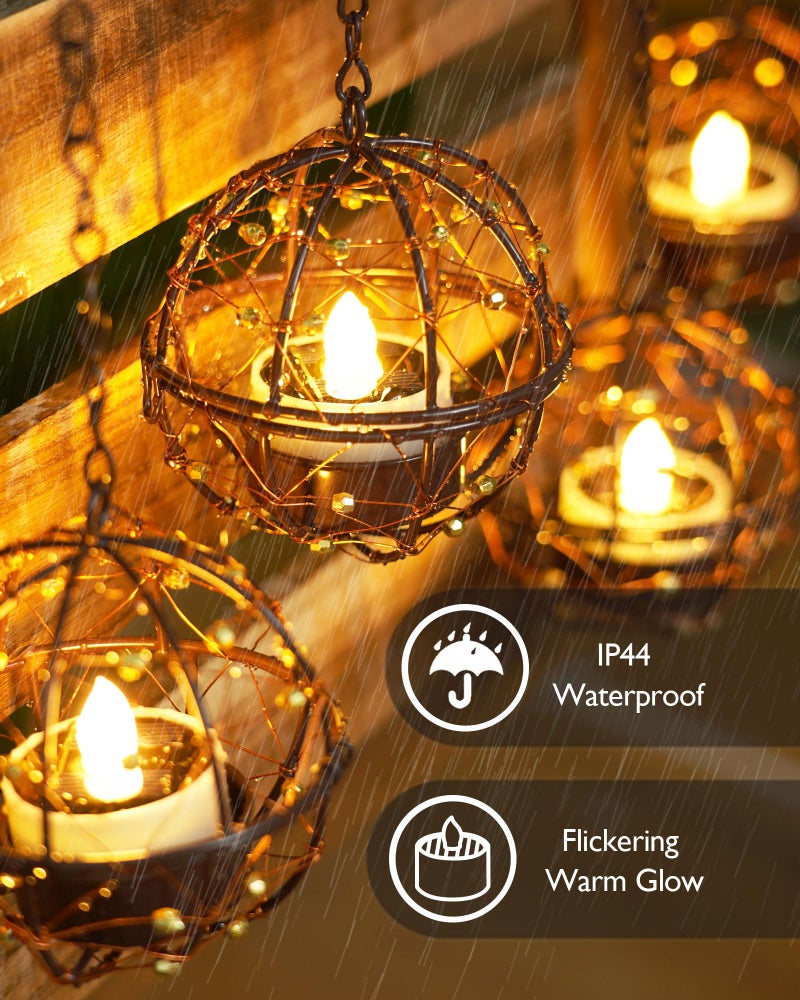 Homemory 8Pcs Solar Tea Lights Outdoor Waterproof, Rechargeable Dusk to Dawn Lighting, Flameless Flickering LED Votive Candles for Fairy Garden Decor, Patio Tables, Christmas Lanterns, Windows - Image 3