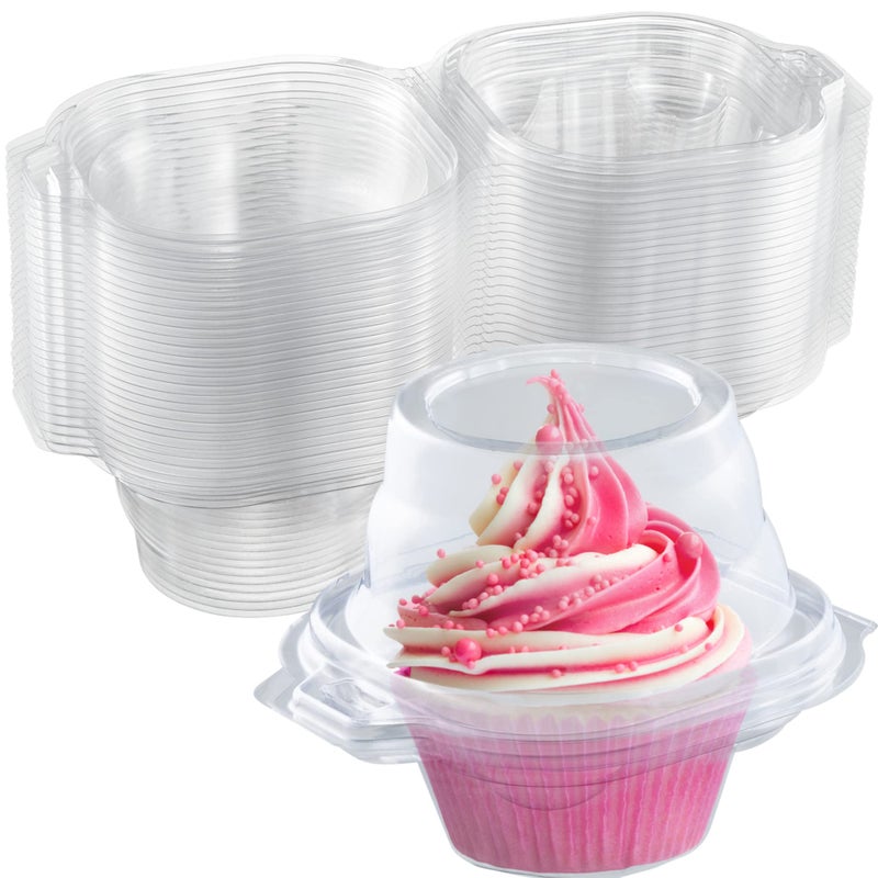 Individual Cupcake Containers 200 Pack  Clear Plastic Disposable Cupcake BoxesHolders  Single Cupcake Holder with Dome Lid Bulk  BPAFree Plastic Cupcake Muffin Container Carrier Boxes to Go