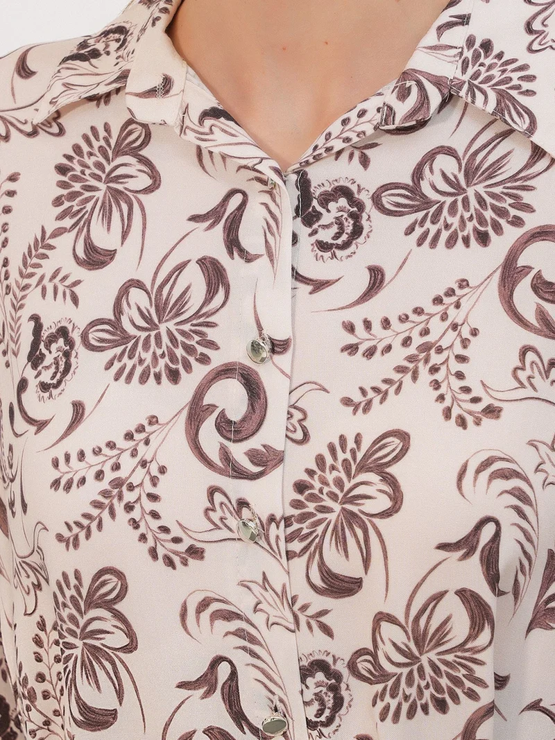 Big Dart Multicolor BDART Floral Viscose Crepe Belted Long Shirt for Women | Best Price UAE