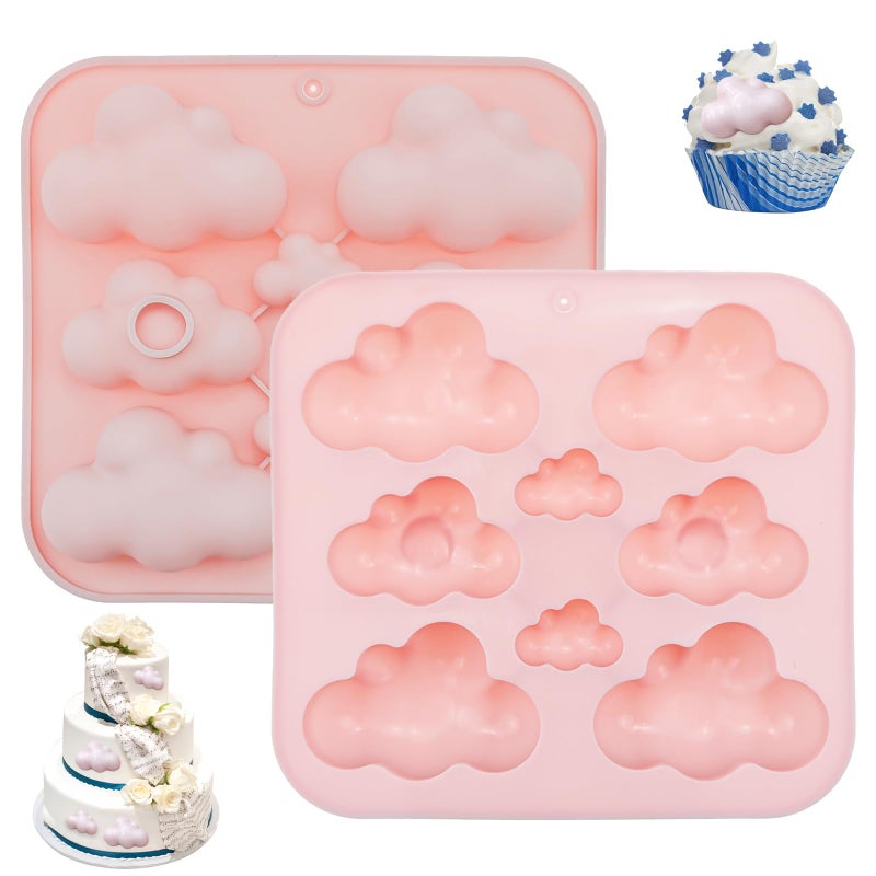 Capiant 2 PACK Cute Cloud Silicone Molds, Ice Cube Tray, Cloud Shape Chocolate Molds Ice Cube Mold 3D Fondant Cake Food Jelly Drop Glue Mold Handmade Cupcake - Image 1