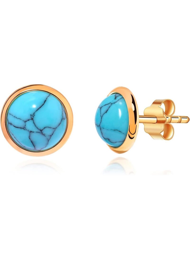 Julia Store 18K Gold Plated Stainless Steel Simple Minimalist Turquoise Stud Earrings Stud Earrings Everyday Earrings Trendy Dainty Luxury Women Jewelry - Image 1