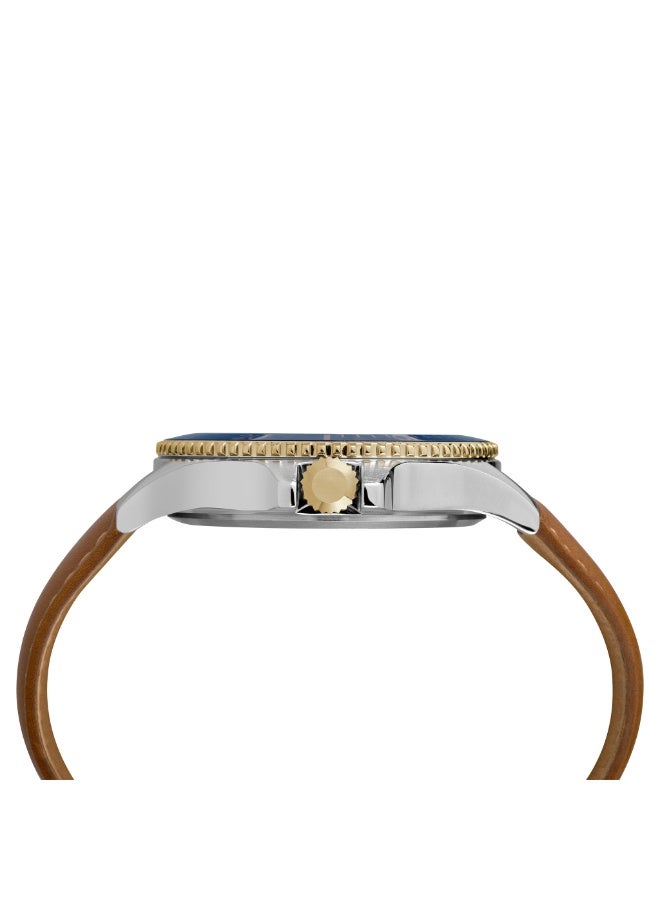 TIMEX City Collection Harborside TW2R64500  Men's Craftsmanship Watch with Blue Dial & Tan Leather Band - Image 2