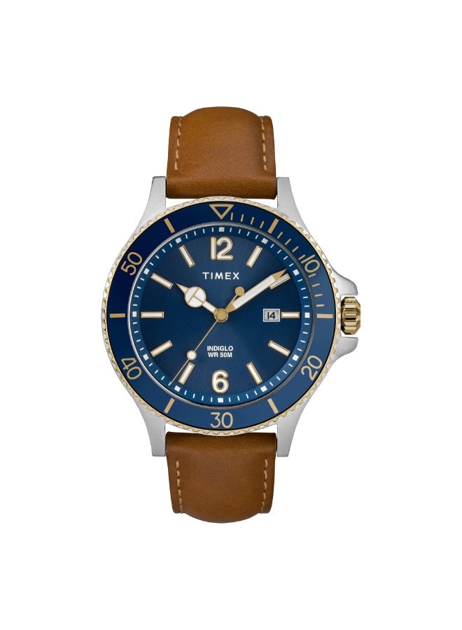 TIMEX City Collection Harborside TW2R64500  Men's Craftsmanship Watch with Blue Dial & Tan Leather Band - Image 1
