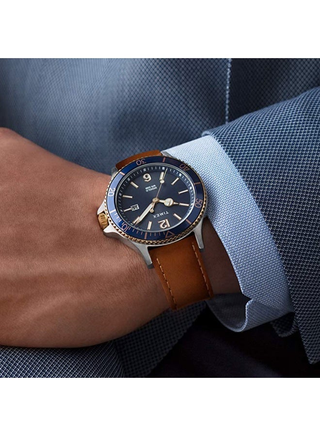 TIMEX City Collection Harborside TW2R64500  Men's Craftsmanship Watch with Blue Dial & Tan Leather Band - Image 4