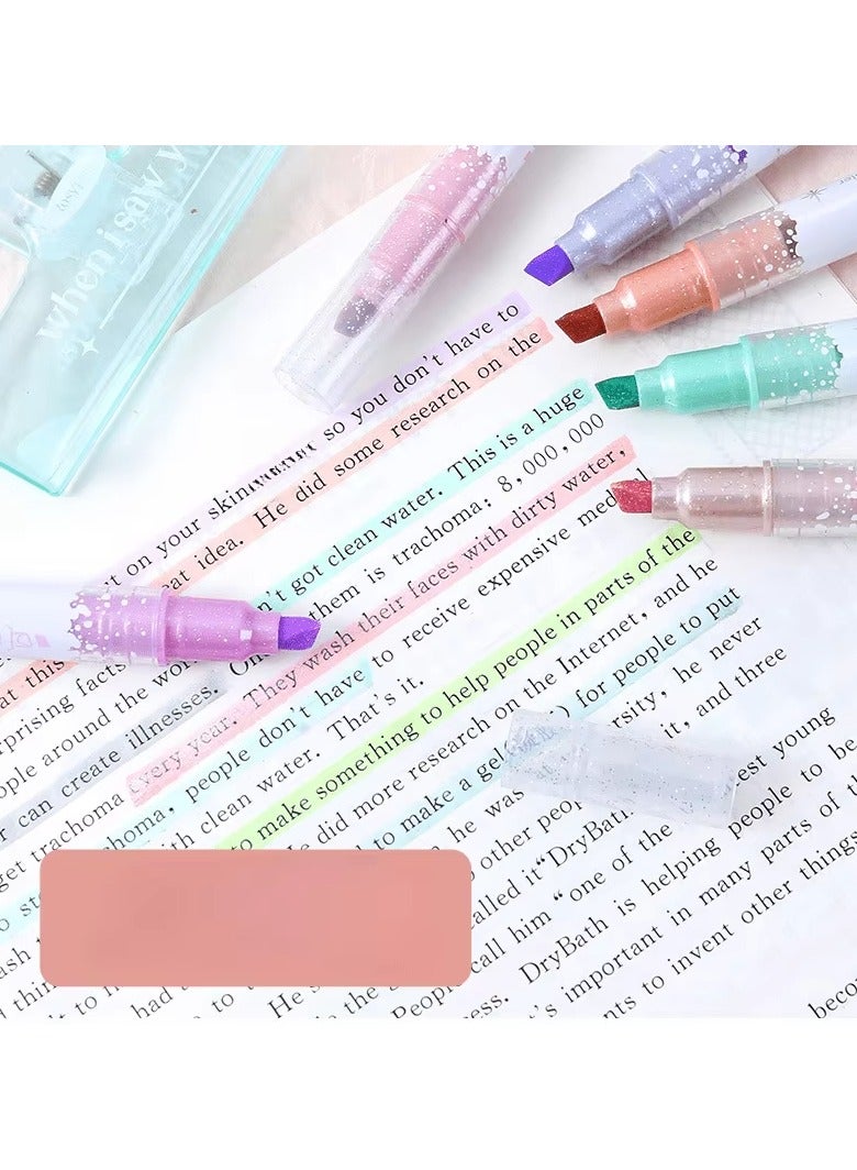Shine 6pcs Glitter Dual-Tip Highlighters, 12 Vibrant Colors, Eye-Safe Pastel Glitter Pens for Notetaking and Art - Image 3