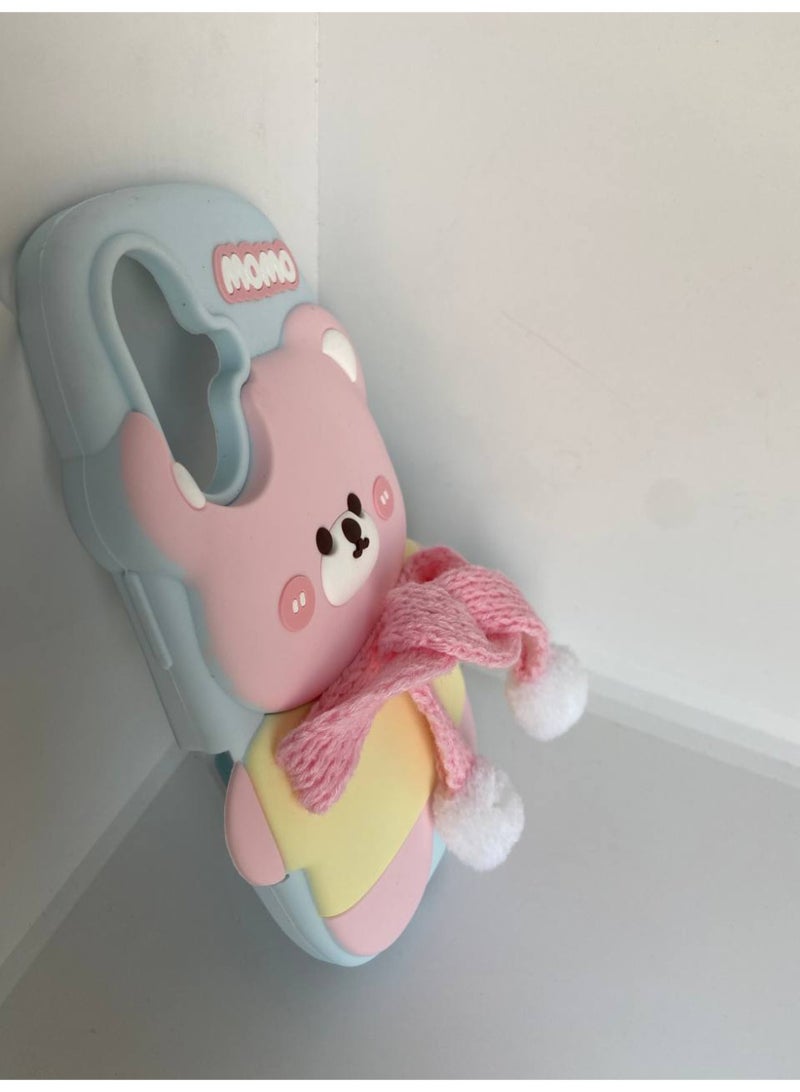 MOMO Stylish 3D Cartoon Case Compatible for iPhone 16, All-Round Protection, Anti-Slip, Scratch-Resistant, and Fun Aesthetic Cover (Happy Bear) - Image 4