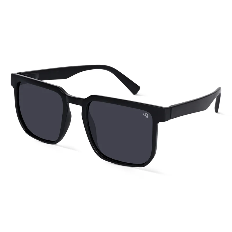 Woggles Opulent Black Polarized Square Sunglasses