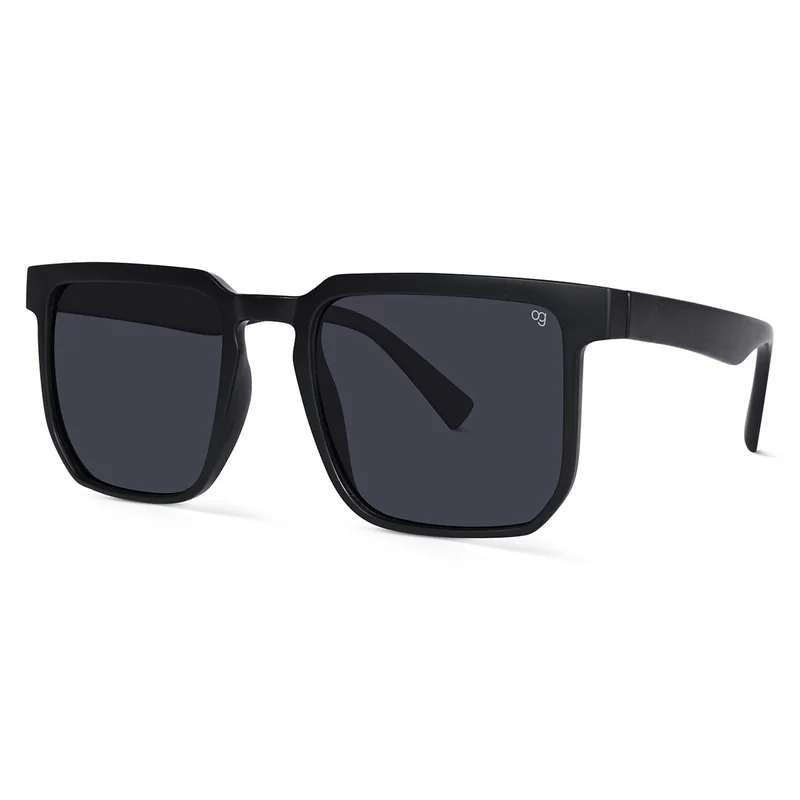 Woggles Opulent Black Polarized Square Sunglasses