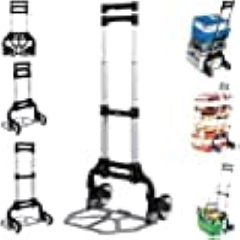 AQ AQSON AQSON 75KG Aluminum Foldable Luggage Trolley with Adjustable Shaft and Bungee Cord - Image 3