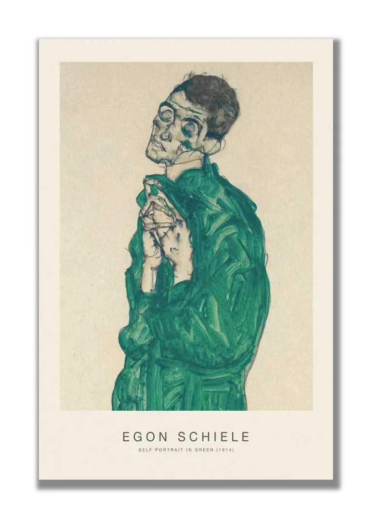 Drawdeck Self Portrait In Green (SE) - Egon Schiele