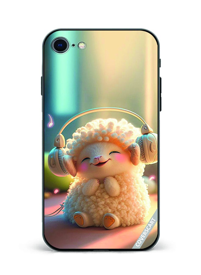 Protective Case Cover For Apple iPhone SE 2022 Teddy With Headphone Design Multicolour