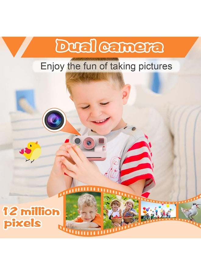 Toy Camera,HD-Retro Instant Print Camera for Kids – Black & White Photo Prints, Built-in Mini Games, Great for Everyday Fun, Travel & Holiday Gifts, Includes 3 Paper Rolls, USB Cable & Lanyard, Pink - Image 5